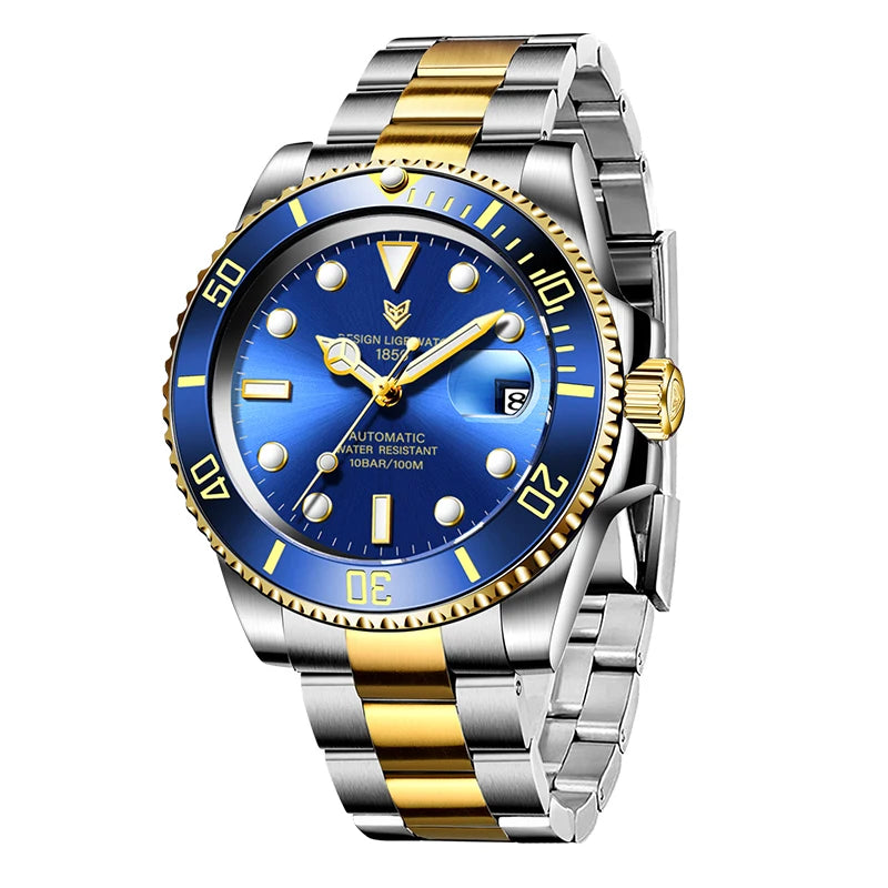 LIGE Top Brand Vintage Mechanical Watches Men Fashion Business Luxury Mens Watch Waterproof Luminous Automatic Wristwatch Reloj
