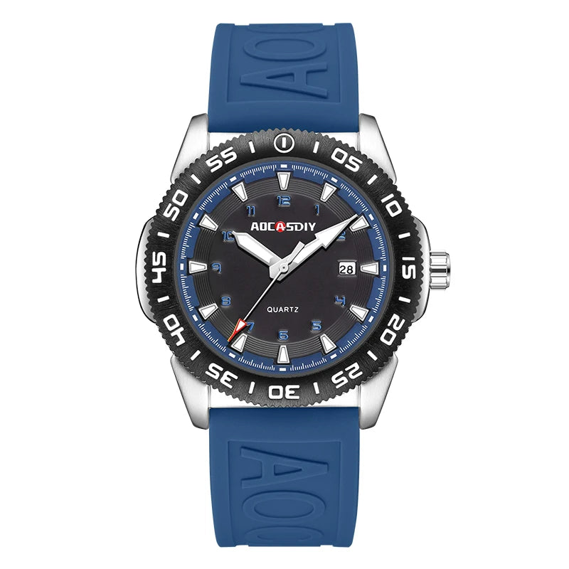 Watches for Men Fashion Cool Outdoor Student Sport Watch Silicone Strap Luminous Date Waterproof Men's Quartz Wristwatch Gifts