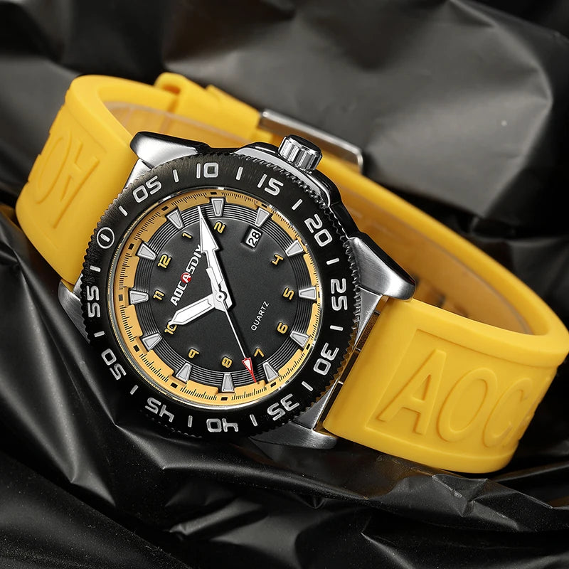Watches for Men Fashion Cool Outdoor Student Sport Watch Silicone Strap Luminous Date Waterproof Men's Quartz Wristwatch Gifts