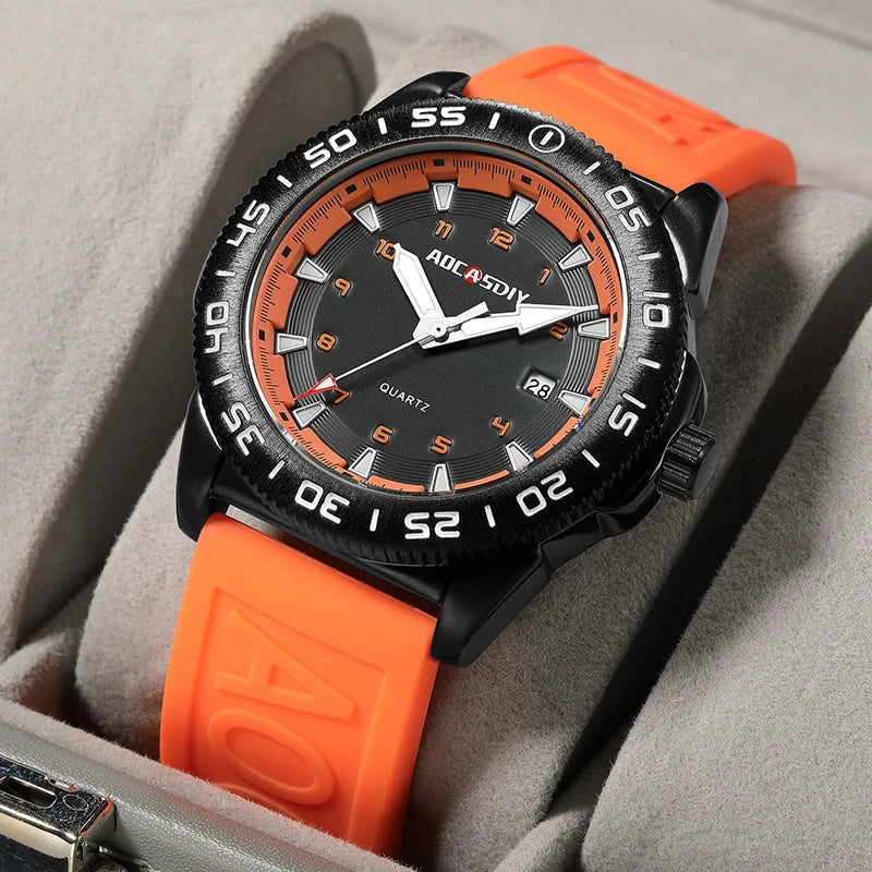 Watches for Men Fashion Cool Outdoor Student Sport Watch Silicone Strap Luminous Date Waterproof Men's Quartz Wristwatch Gifts