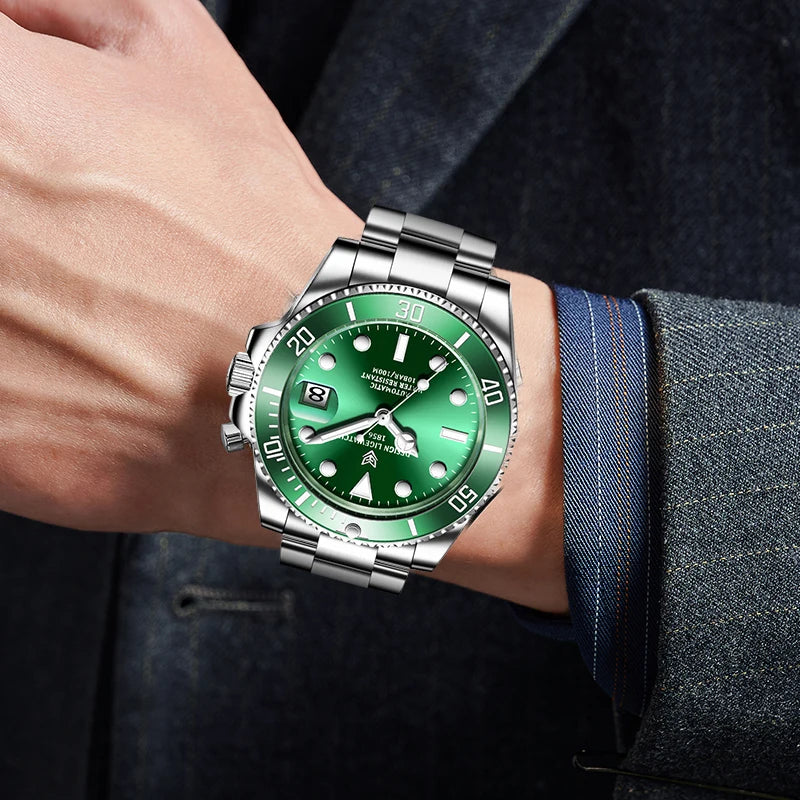 LIGE Top Brand Vintage Mechanical Watches Men Fashion Business Luxury Mens Watch Waterproof Luminous Automatic Wristwatch Reloj