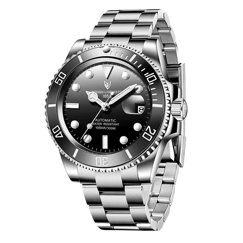 LIGE Top Brand Vintage Mechanical Watches Men Fashion Business Luxury Mens Watch Waterproof Luminous Automatic Wristwatch Reloj