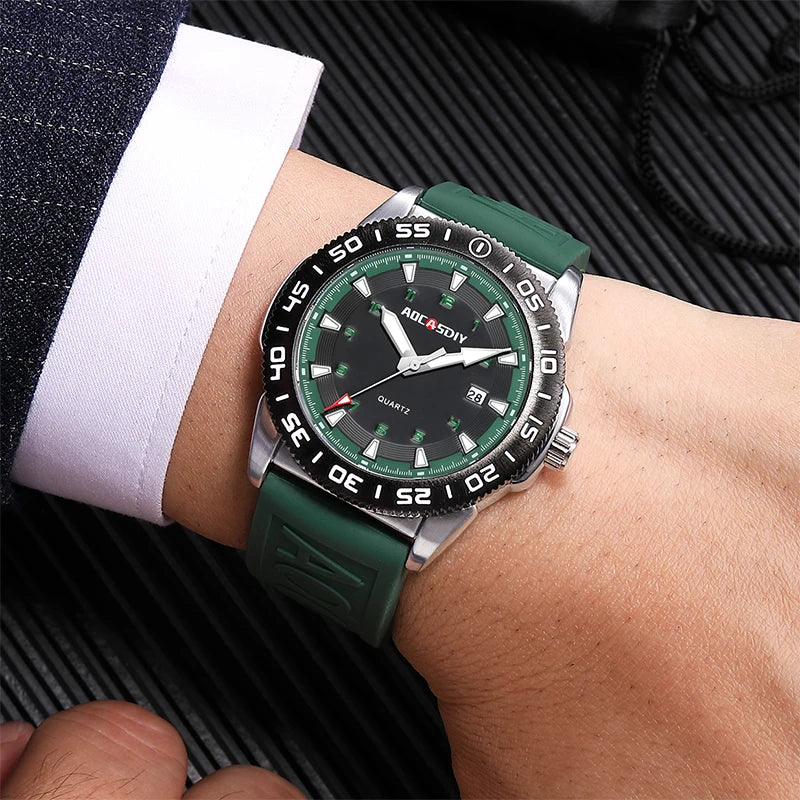 Watches for Men Fashion Cool Outdoor Student Sport Watch Silicone Strap Luminous Date Waterproof Men's Quartz Wristwatch Gifts