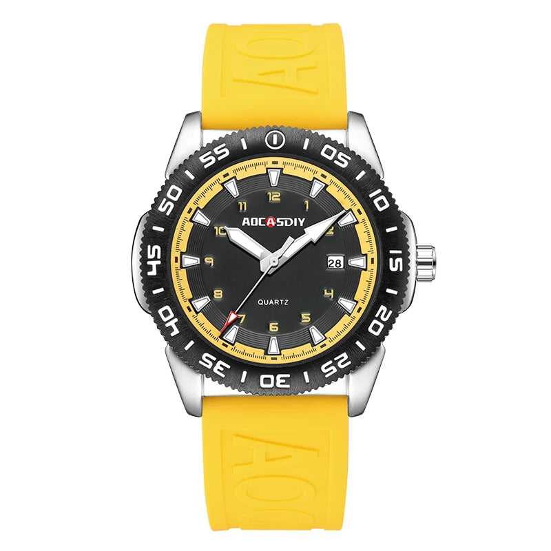 Watches for Men Fashion Cool Outdoor Student Sport Watch Silicone Strap Luminous Date Waterproof Men's Quartz Wristwatch Gifts