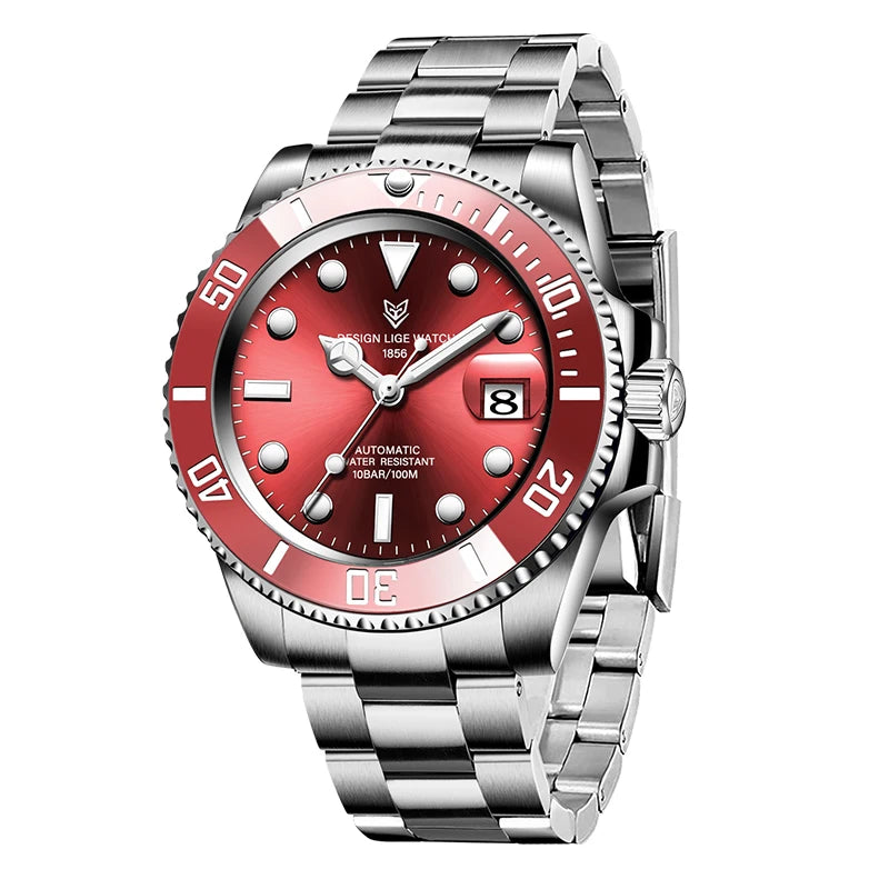 LIGE Top Brand Vintage Mechanical Watches Men Fashion Business Luxury Mens Watch Waterproof Luminous Automatic Wristwatch Reloj
