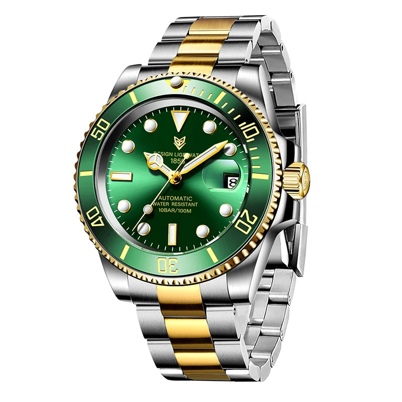 LIGE Top Brand Vintage Mechanical Watches Men Fashion Business Luxury Mens Watch Waterproof Luminous Automatic Wristwatch Reloj