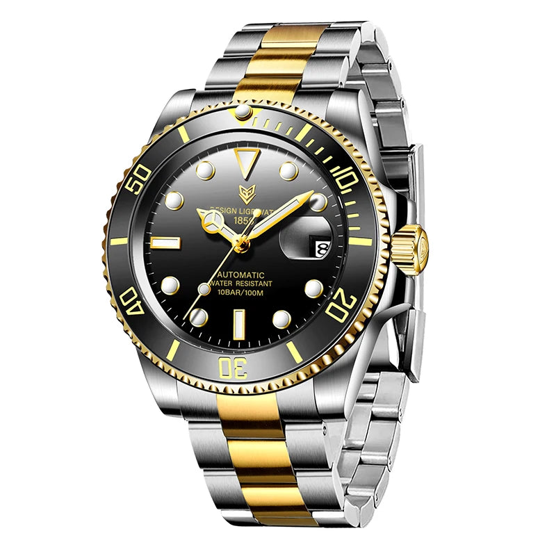 LIGE Top Brand Vintage Mechanical Watches Men Fashion Business Luxury Mens Watch Waterproof Luminous Automatic Wristwatch Reloj