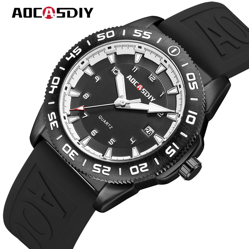 Watches for Men Fashion Cool Outdoor Student Sport Watch Silicone Strap Luminous Date Waterproof Men's Quartz Wristwatch Gifts