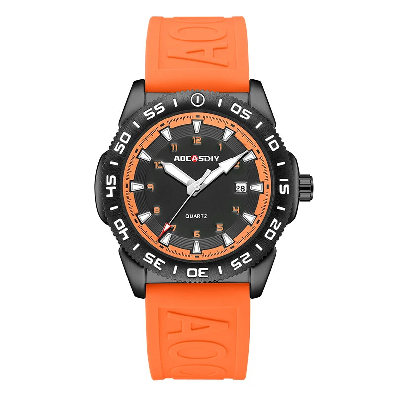 Watches for Men Fashion Cool Outdoor Student Sport Watch Silicone Strap Luminous Date Waterproof Men's Quartz Wristwatch Gifts